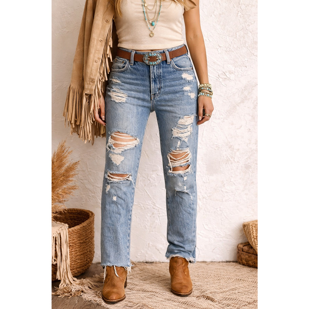 Pacsun High Rise Straight Raw Hem Denim Jeans